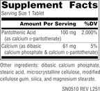 Source Naturals Pantothenic Acid, Vitamin B-5, Dietary Supplement - 100 mg - 250 Tablets