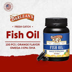 Barlean's Omega 3 Fish Oil Supplements, Supplement Softgels for Men and Women, 600mg EPA and DHA Fatty Acids, Orange Flavored, 100 Count