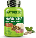 NATURELO Mushroom Supplement Capsules, 90 Ct, Brain & Immune Support, Vegan-Friendly, Lions Mane Supplement Capsules, Lion’s Mane, Reishi, Turkey Tail Blend