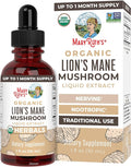 MaryRuth Organics Lions Mane Mushroom Supplement, Up to 1 Month Supply, Nootropic USDA Organic Lions Mane Extract Nervine Herbal Liquid Drops, Brain Health Non-GMO Vegan Alcohol Free Tincture, 1 Fl Oz