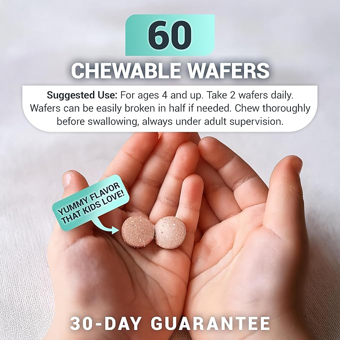 Dr. Berg Kids Chewable Multivitamins (NOT Sweetened w/Sugar) - Daily Multivitamin for Kids that Includes 20 Nutrients & Trace Mineral Complex - Mixed Berry Chewable Vitamins for Kid - Red Wafers