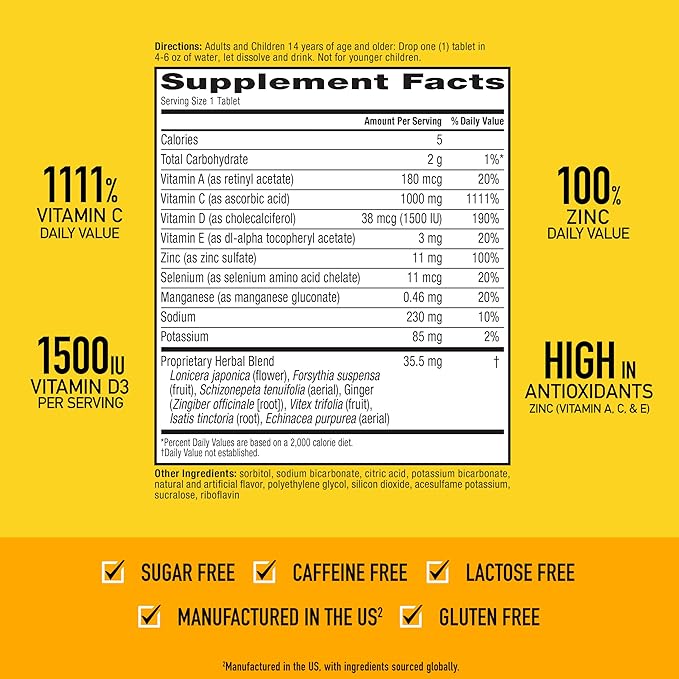Airborne Variety Pack 1000mg Vitamin C with Vitamin D & Zinc, Sugar Free Multivitamin Immune Support Supplement, Antioxidants Vitamins A C & Vitamin E, 30 Effervescent Tablets, Citrus + Verry Berry