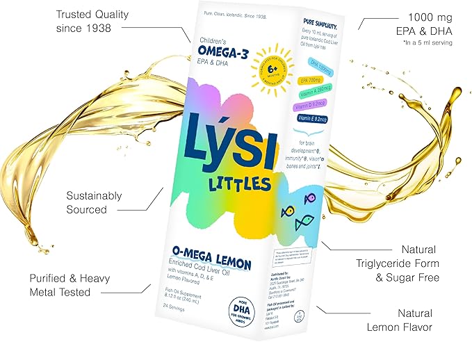 LYSI Liittles Childrens's Omega Lemon Cod Liver Oil, 8.12 OZ