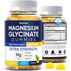 Magnesium Glycinate Gummies 400mg, High Absorption Magnesium Supplement for Women, Men and Kids, Muscle Support and Relaxation, Sugar Free, Vegan, 60 Days Supply