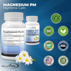 MoxyVites MagniRest PM Magnesium Complex for Women & Men - Magnesium Bisglycinate, Taurate, Active B6, & Calming Organic Botanicals - Chelated High Absorption - Nighttime Magnesium, 60 Vegan Capsules