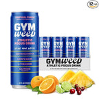GYM WEED Athletic Focus Drink with KSM-66 Ashwagandha, Lion's Mane Mushroom, L-Theanine, 200mg Green Tea Caffeine with Natural Sweeteners Tropical Punch Flavor, 12 Pack