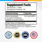Brain Basics Ultra Iodine Complex Supplement for Thyroid Support, Iodine and Potassium Iodide in One, Iodine Supplement for Thyroid and Brain Health, 12.5 mg Iodine and Potassium Iodide - 90 Tablets