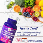 Benfotiamine 500mg + 20mg Vitamin B1, 120 Veggie Capsules, High Potency Fat Soluble Essential Vitamin B1 Thiamine Supplement, Supports Overall Health, Non-GMO, Gluten Free