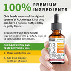 (2 Pack) Organic Vitamin D3 K2 Drops 5000 IU with MCT Oil Omega 3 - Maximum Strength Liquid D3 with No Fillers, Non-GMO for Faster Absorption, Immune Support (Strawberry, 2 Fl Oz)