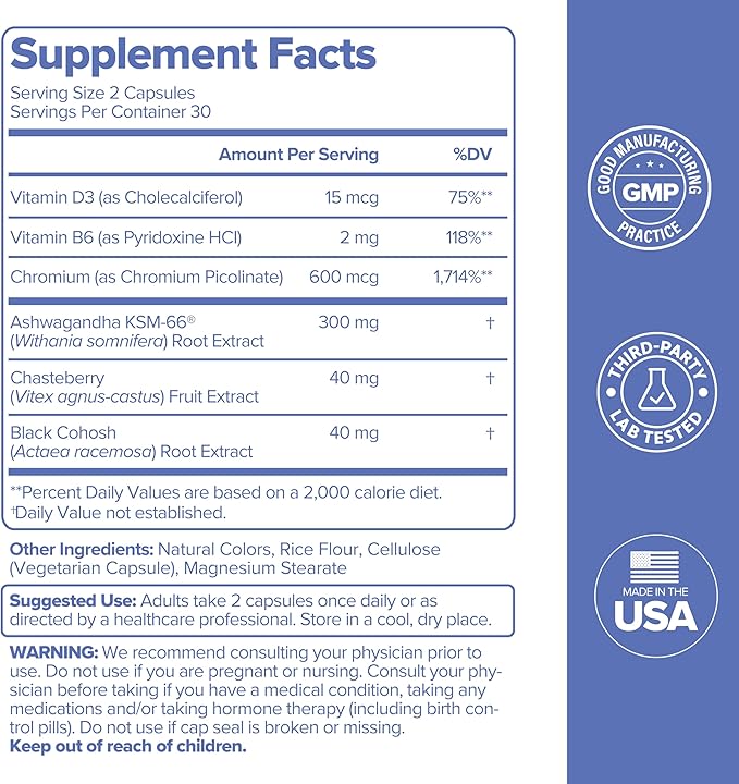 O Positiv MENO Vitamins for Menopause - Hormone-Free Menopause Supplement for Women - Black Cohosh & Ashwagandha KSM-66 - Helps Relieve Hot Flashes, Night Sweats, Mood Swings - 30 Servings (Pack of 1)