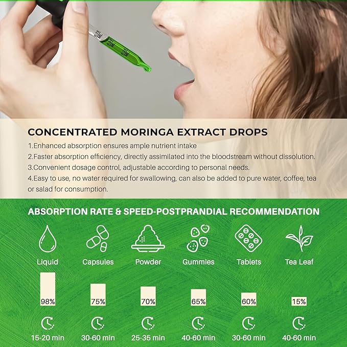 Moringa Leaf Extract Liquid Drops - Liquid Moringa Supplement 1000 mg with Turmeric, Quercetin, Elderberry, Sea Moss, Vitamin C & Zinc, for Energy Immune Antioxidant Digestive Support, 2 Fl Oz