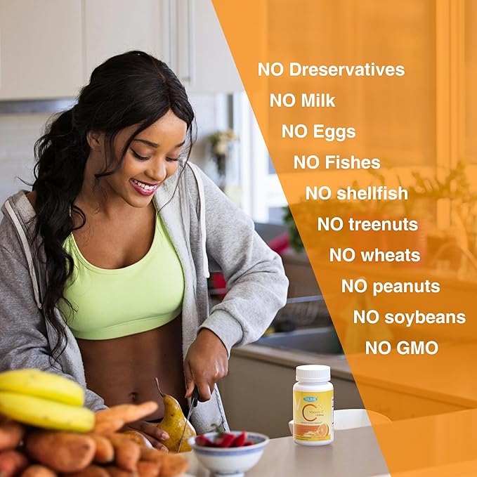 1000mg Vitamin C, 120 Chewable Tablets, 60 Day Supply, Supplement for Immune Support, Gluten-Free, Orange Flavor, 2 Pack