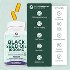 Black Seed Oil 1000mg per Serving. Non-GMO & Vegetarian Black Seed Oil Capsules 45 Day Serving. Organic Cold Pressed Black Cumin Seed. Nigella Sativa Seeds. USA Made Supplement for Men & Women