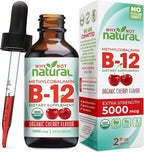 Why Not Natural Organic Vitamin B12 Liquid - Sublingual Extra Strength 60 x 5000 mcg Methylcobalamin Drops, Vegan, Maximize Absorption and Energy