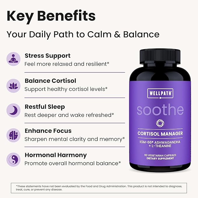 WellPath Mind Brain Supplement for Memory and Focus with Lion's Mane and Soothe Cortisol Manager with KSM-66® Ashwagandha & L-Theanine
