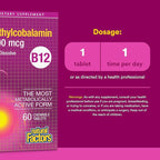 Natural Factors, Vitamin B12 Methylcobalamin 5000 mcg, Chewable Support for Energy and Immune Health, Vegetarian, 60 tablets (60 servings)