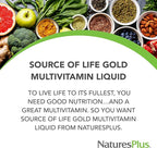 NaturesPlus Source of Life GOLD Multivitamin Liquid 30 oz - Supports Energy Production, Healthy Immune System & Well-Being - Includes Vitamins D3, B12, K2 & Over 120 Whole Food Nutrients - 30 Servings