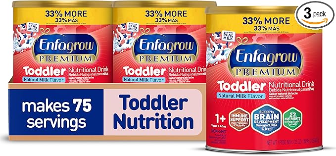 Enfagrow Premium Toddler Milk Nutritional Drink, Toddler Drink,Try Our Brain-Supporting Trio,32oz Can,(Pack of 3)
