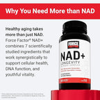 Force Factor NMN Supplement, NAD+ (NMN or Nicotinamide Riboside Alternative) with Resveratrol, Astaxanthin, Spermidine & Luteolin Complex, NAD to Support Cellular Health & Healthy Aging, 60 Capsules
