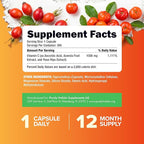 Purely Holistic Vitamin C 1000mg, 365 Capsules, 12 Month Supply, 2 Stage Timed Release with Ascorbic Acid, Rosehip & Acerola Cherry Bioflavonoid, Immune System Support, Vegan