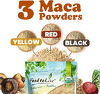 Food to Live Organic Tri-Color Maca Powder Blend, 8 Ounces Red, Yellow and Black Maca for Energy, 100% Natural Superfood, Perfect for Baking and Smoothies, Non-GMO, Vegan, Kosher, Bulk