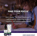Host Defense Mushrooms Lion's Mane Extract - Lion's Mane Liquid Supplement for Brain Health - Mushroom Support for Focus & Memory Function - Immune & Nervous System Support - 1 fl oz (30 Servings)*