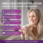 Melatonin 100mg for Antioxidant & Cognitive Health, Ultra High Dose Melatonin with CoQ10, Turmeric, Trans-Resveratrol, Vitamin B12 C E for Brain Anti-Aging, Cellular Repair and Energy, 75 Softgels