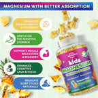 Kids Magnesium Gummies, Magnesium Glycinate Gummies for Kids & Adults with L-Theanine, Chamomile, Licorice, Vitamin D, B6 for Sleep, Relaxation, Brain & Muscle, Sugar Free Pineapple 60ct
