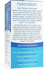 Hyalogic HylaVision Eye Health Supplement - Hyaluronic Acid, Lutein and Zeaxanthin Supplements – Contains Eye Vitamins A, C, E, and Zinc – Soothe Tired Eyes (120 Capsules)