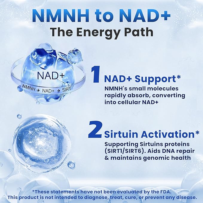 NMNH (NMN Supplement Alternative), NAD+ Supplement with Dihydronicotinamide Mononucleotide for Cellular Health, Healthy Aging & Sustained Energy, 60 Capsules