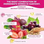 Beetroot Gummies with Grape Seed, Niacin, CoQ10, Vitamin C, B12, L-Citrulline & L-Arginine, Antioxidant Support, Sugar-Free Beet Root Supplement for Women & Men, 120 Count