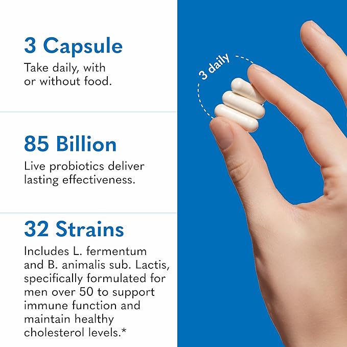 Garden of Life Raw Probiotics Men 50 & Wiser - 85 Billion Live Cultures - Supports Immune, Colon & Gut Health - 90 Vegetarian Capsules