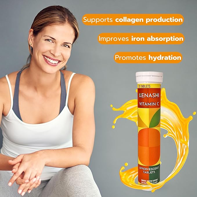 Vitamin C Effervescent Tablets 1000mg with Magnesium Zinc Vitamin E & Potassium Vitamina C Efervescente 60 Tables 3 Pack Vitamina C
