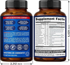 Multivitamin for Men - B-Complex | Whole Foods & Enzymes - Energy, Focus & Brain | Men's Health Complex - 46in1 Mens Multivitamin - Bioavailable & Gentle on Stomach - Made in USA - 90 Capsules, 1/Day