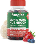 Fungies Lion's Mane Mushroom Gummies, Mixed Blueberry & Strawberry Flavor - Mushroom Supplement Gummy for Adults & Children Supports Brain Health, Cognitive Function, Focus, Memory & Mood, 60 Servings