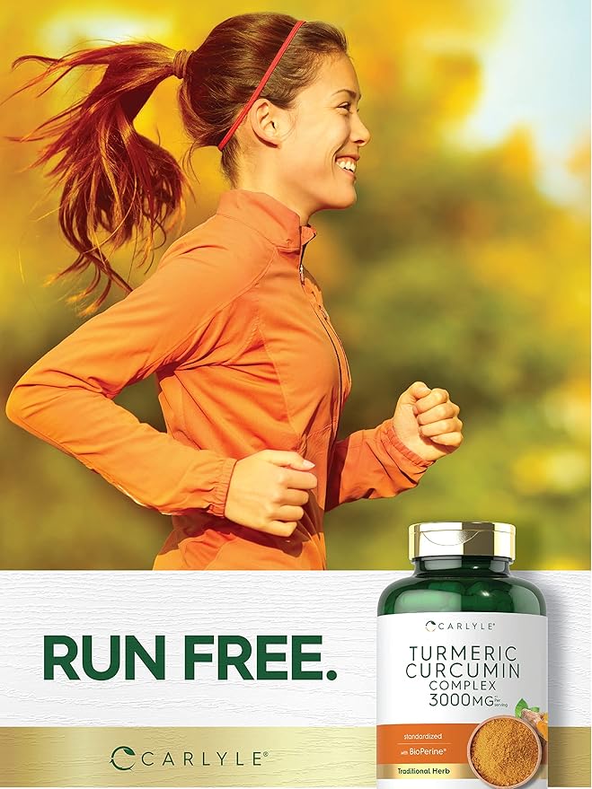 Carlyle Turmeric Curcumin Supplement | 180 Capsules | with Black Pepper, Curcuminoids and Bioperine | Non-GMO, Gluten Free
