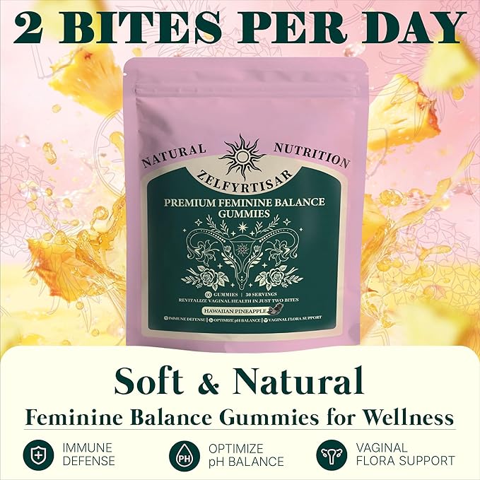 Vaginal Probiotic Gummies - Pineapple Probiotic Gummies for Women Vaginal Health Support, Sugar Free Vegan Womens Vitamins with Vitamin C, pH Balance for Women, 60 Gummies 30 Day Supply