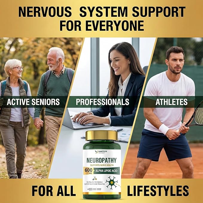 Nerve Savior for Neuropathy 600mg - 120 Veggie Capsules High Potency Alpha Lipoic Acid Supplement for Hands, Feet & Toes Comfort - Powerful Antioxidant Formula
