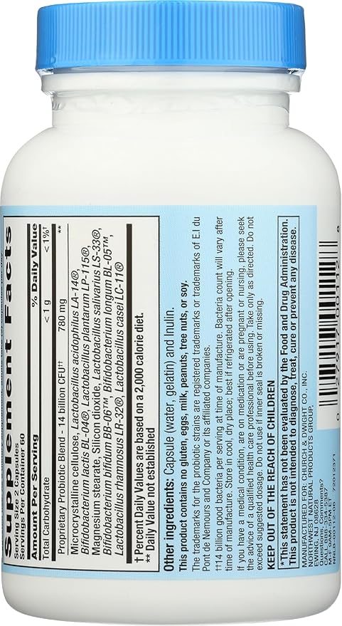 Nutrition Now PB8 Acidophilus Probiotic, Gluten Free, 120 Capsules (Pack of 1)