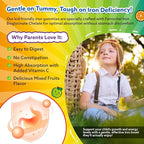 Iron Gummies for Kids & Teens, Kids Multivitamin with Iron Supplement, Calcium, Folate, Zinc, Prebiotic - for Blood Builder & Energy Support, Iron Deficiency - Vegan & Non-GMO - Mixed Fruits Flavor