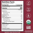 Force Factor Total Beets Organic Beetroot Powder Superfood to Boost Daily Nutrition, USDA Organic, Vegan, Gluten-Free, and Non-GMO Beet Supplement, Unflavored, 90 Servings