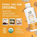 MARYRUTH'S Organics Lions Mane Supplement | Ultra Absorption Liposomal | Full Spectrum Lion's Mane Mushroom | 200mg Beta-Glucans Per Serving | USDA Organic | Vegan | 7.6 oz | 15 Servings
