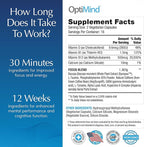 Optimind Brain Supplement for Memory and Focus, Nootropic with Synapsa®, Phosphatidylserine, Vitamin B1 B12, Non-GMO, Mental Clarity, Cognitive Support, Clinically Studied Ingredients, 32 Capsules