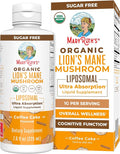 MARYRUTH'S Organics Lions Mane Supplement | Ultra Absorption Liposomal | Full Spectrum Lion's Mane Mushroom | 200mg Beta-Glucans Per Serving | USDA Organic | Vegan | 7.6 oz | 15 Servings