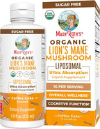 MARYRUTH'S Organics Lions Mane Supplement | Ultra Absorption Liposomal | Full Spectrum Lion's Mane Mushroom | 200mg Beta-Glucans Per Serving | USDA Organic | Vegan | 7.6 oz | 15 Servings