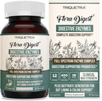 Flora Digest - 3-in-1 Max Strength Digestive Enzymes + Gut Surviving Probiotics & ButyraGen® Postbiotic for Optimal Digestion, Bloating Relief, Regularity, Gut Lining & Colon Support - (30 Capsules)