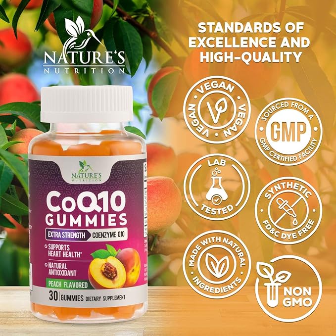 CoQ10 Gummies 100mg Per Serving - 3X Strength, High Absorption, Antioxidant Supplement for Heart Health Support & Energy Production, Ultra Coenzyme Q10 Vitamins, Coq 10 Supplements - 30 Gummies