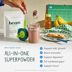 Beam Kids Multivitamin Powder – Kids Vitamins with Greens, Probiotic & Prebiotic, Immune Support for Children & Toddlers, No Artificial Sweeteners, For Picky Eaters, 20 Servings, Chocolate Chip Cookie