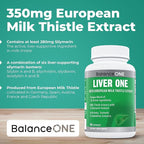 Balance ONE Liver Support Supplement with Milk Thistle, Dandelion Root Extract & Molybdenum – Liver Health & Detox Support – Vegan Capsules, 1 Month Supply – Liver One