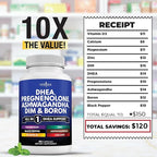NEW AGE DHEA Supplement - Pregnenolone for Men & Women with DIM, Ashwagandha, Boron, Calcium, Magnesium, Zinc, Vitamin D3 5000iu - Support Capsules - 60 Count